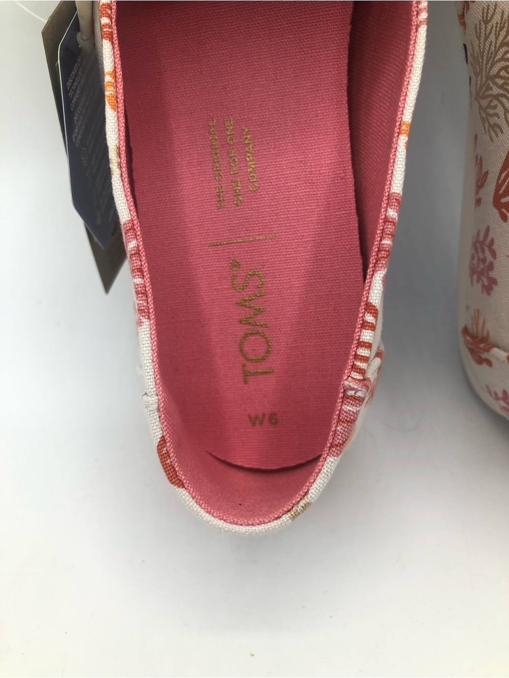 Toms Coral Print Canvas Slip-Ons - White, Pink, Orange, Blue, Tan - Picture 3 of 10